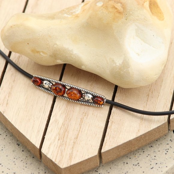 Sterling silver bracelet with natural Baltic amber - Picture 6 of 7